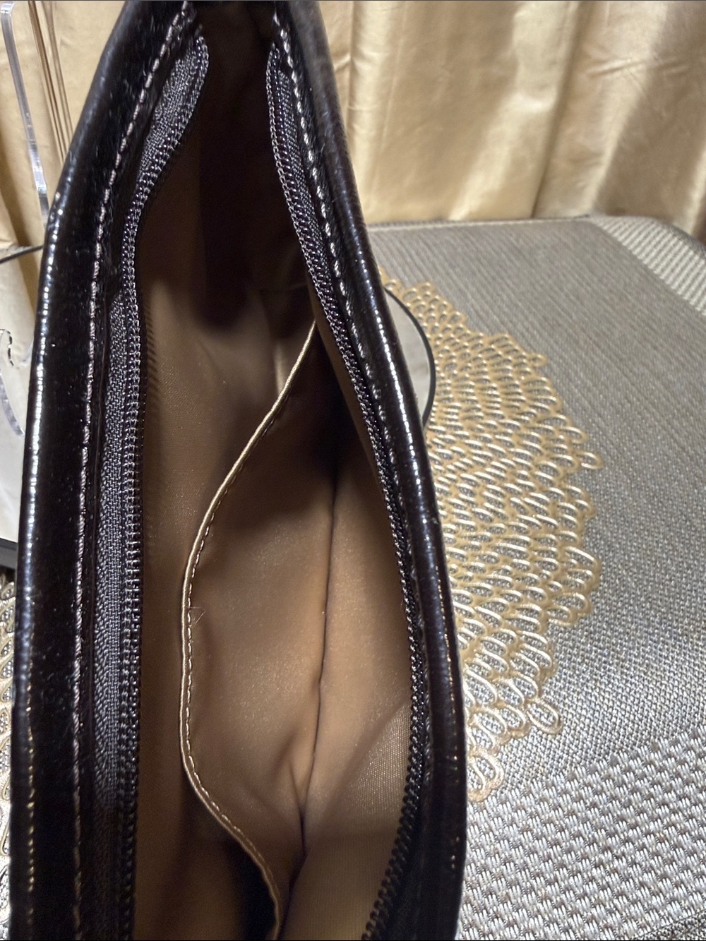 Coach Signature C Logo Wristlet with Brown Leather Trim and Gold Hardware - Picture 6 of 9